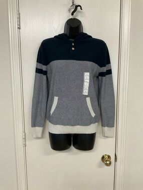 Cat & Jack  Navy and Gray Hooded Knit Pullover Shirt